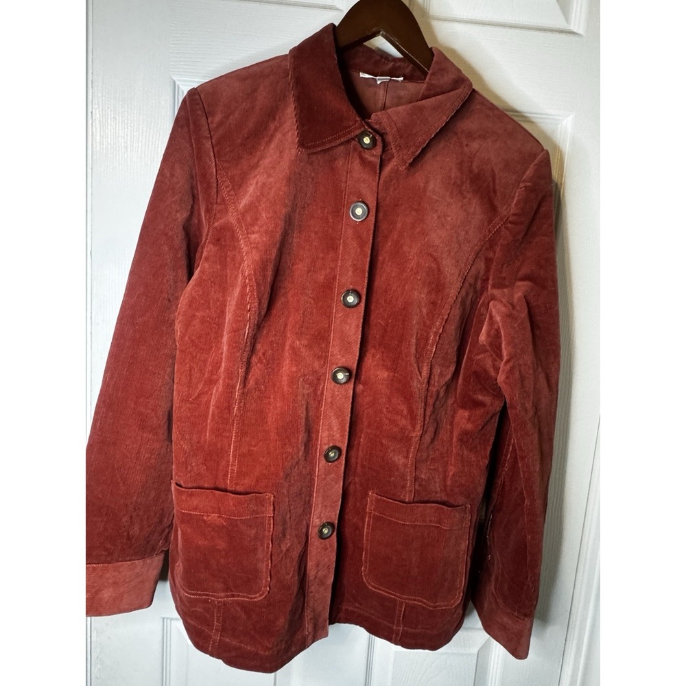 St John Sport Y2K Red Corduroy Jacket L Retro Minimalist Classic Blazer Coat
